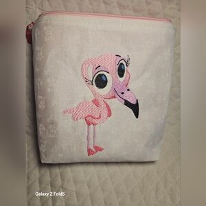 Cute Flamingo Embroidered Fabric